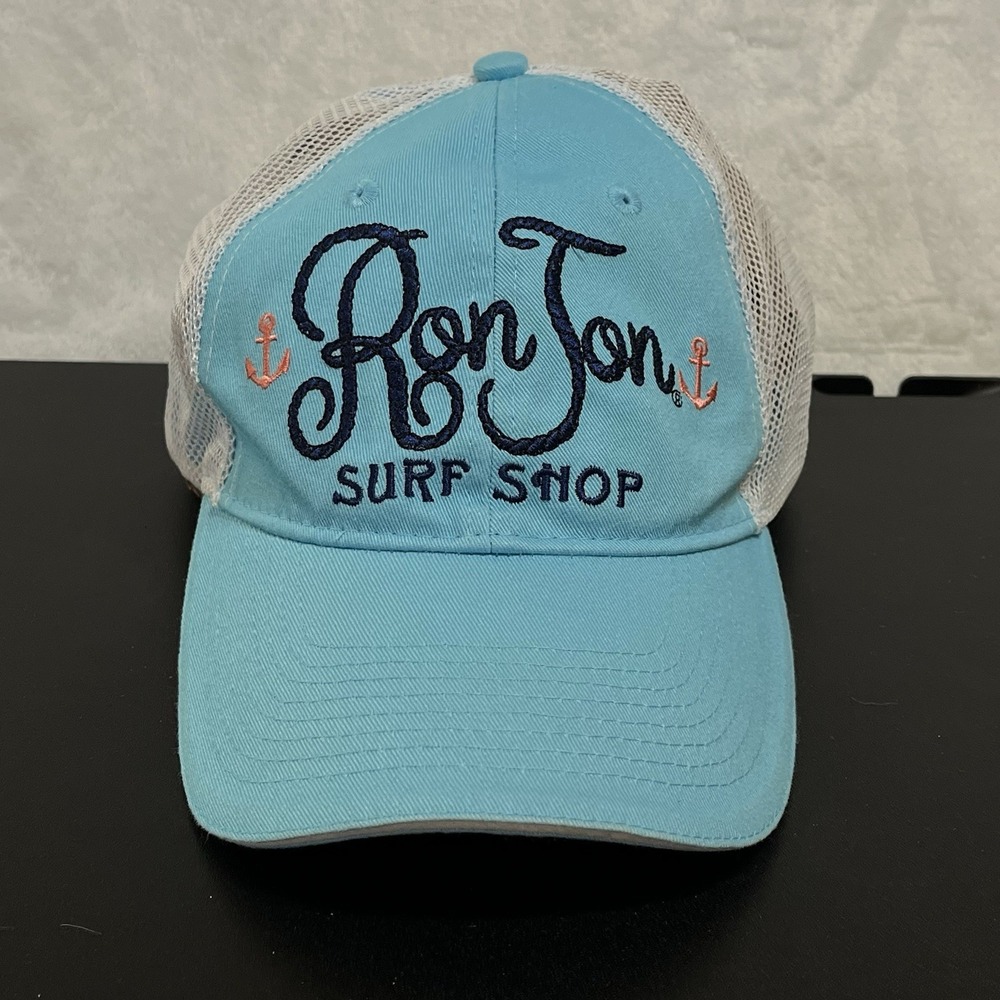 RON JON Surf Shop Women's Strapback Trucker Hat Cap ORANGE BEACH Teal Blue